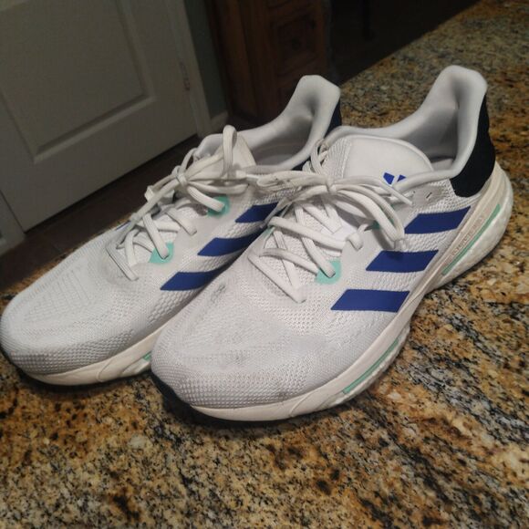 Rare Adidas Solarglide 6 Running Shoes Cloud White Blue Mint Men's US 11 - Picture 1 of 14